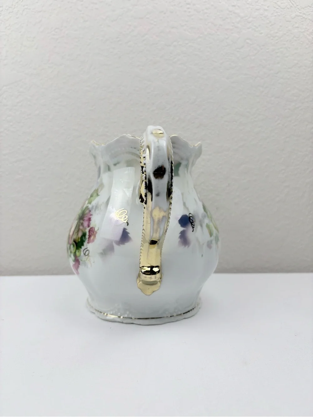 Vintage Leuchtenburg Germany Porcelain Pitcher with Hand-Painted Grapes & Leaves